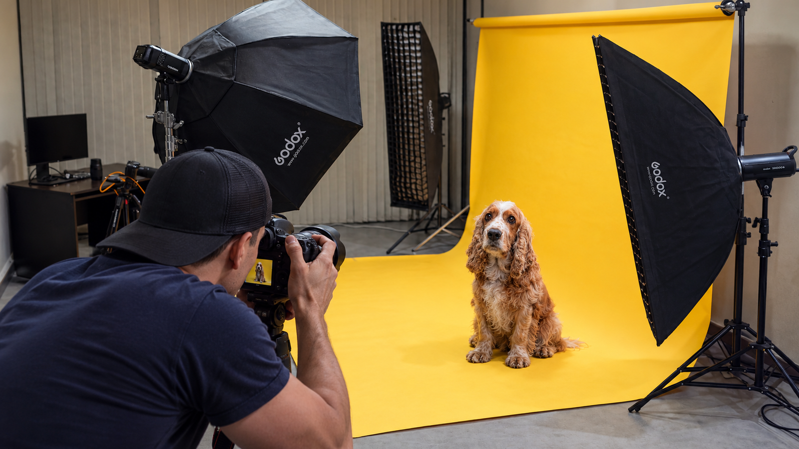Estudio de Christopher Welsch preparado para retratos de mascotas